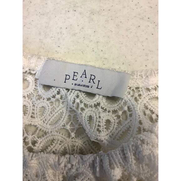 Pearl by Lela Rose Estimate M/L Ivory Long Sleeve Floral Lace Top BohoChic L23-5 - Picture 5 of 6